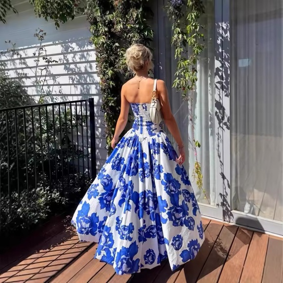 Chic Blue Floral High Low Dress - Picture 5 of 10